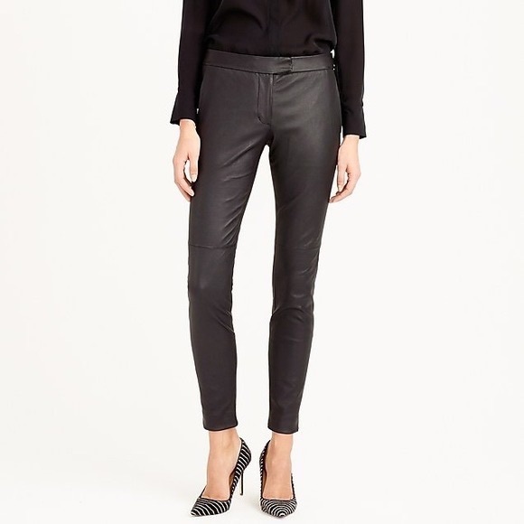 J. Crew Collection Ryder Black Leather Slim Fit Pants 4